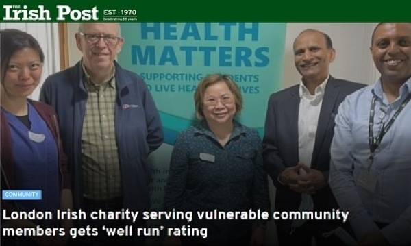 London Irish charity serving vulnerable community members gets 'well run' rating