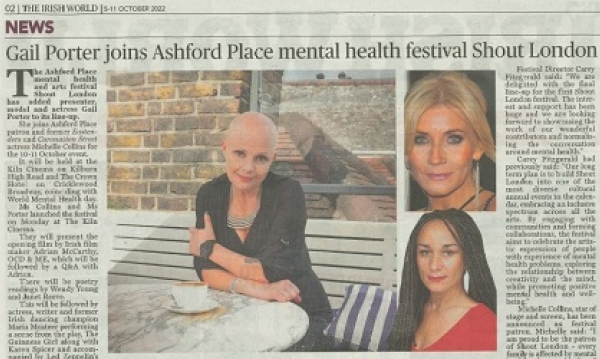 Gail Porter joins Ashford Place mental health festival Shout London