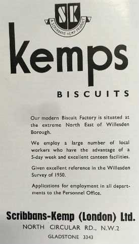 kemps biscuits job advert circa 1954